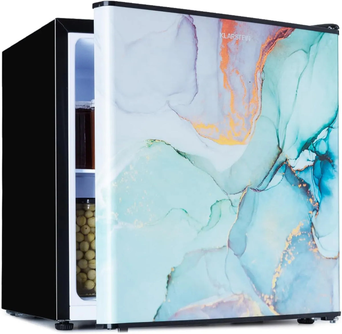 KLARSTEIN Congelador, 45 L, 0 a 10 °C, termostato, armário congelador, frigorífico com 2 níveis de refrigeração, fachada de design
