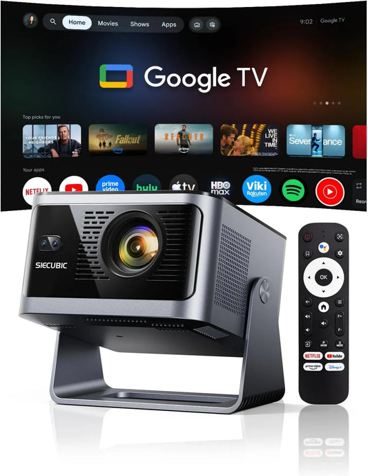 SIECUBIC Google 1080P HY350GT Smart TV, TV, Wi-Fi, Ao ar livre, Bluetooth, Speaker 15W, 650 ANSI, Projetor de vídeo 1080P Nativo, Mini projetor