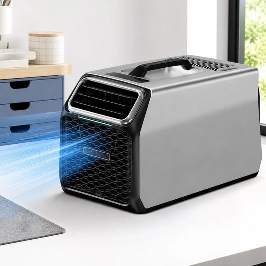 Soflightmok Grey-220V, 220V, cinza, 5000 BTU ar condicionado, comando à distância e formato compacto para desfrutar de ar fresco durante a viagem, em casa ou em uma oficina