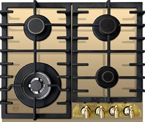 Placa de gás, 60 cm, built-in, placa de gás, moldura de bronze metal, base do queimador, 8 kW Wok, gás natural, gás, Kaiser KCG