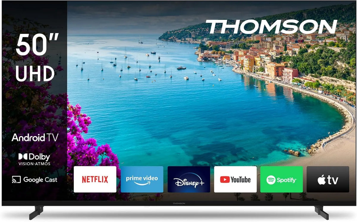THOMSON Google 50UA5S13 Smart TV, 50 polegadas, TV, 4K UHD, HDMI, Wi-Fi, Bluetooth, Android OS, Triplo-Tuner, Dolby Digital, 126 cm, CI+, Cabo