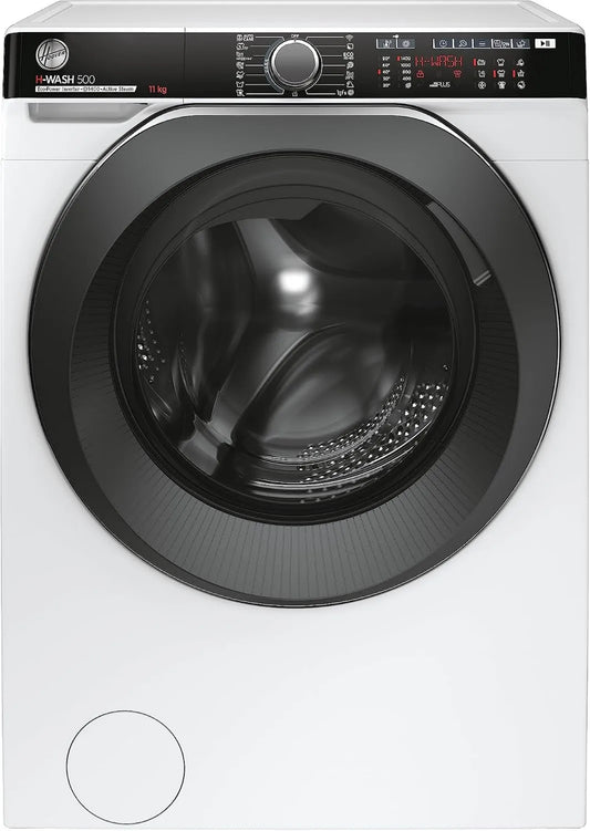 Hoover 411AMBC/1-S Máquina de lavar roupa, 11 kg, classe energética D, Wi-Fi, Bluetooth, inversor, sistema ActiveSteam, hOn, Hoover H-WASH 500 HWP 411AMBC/1-S