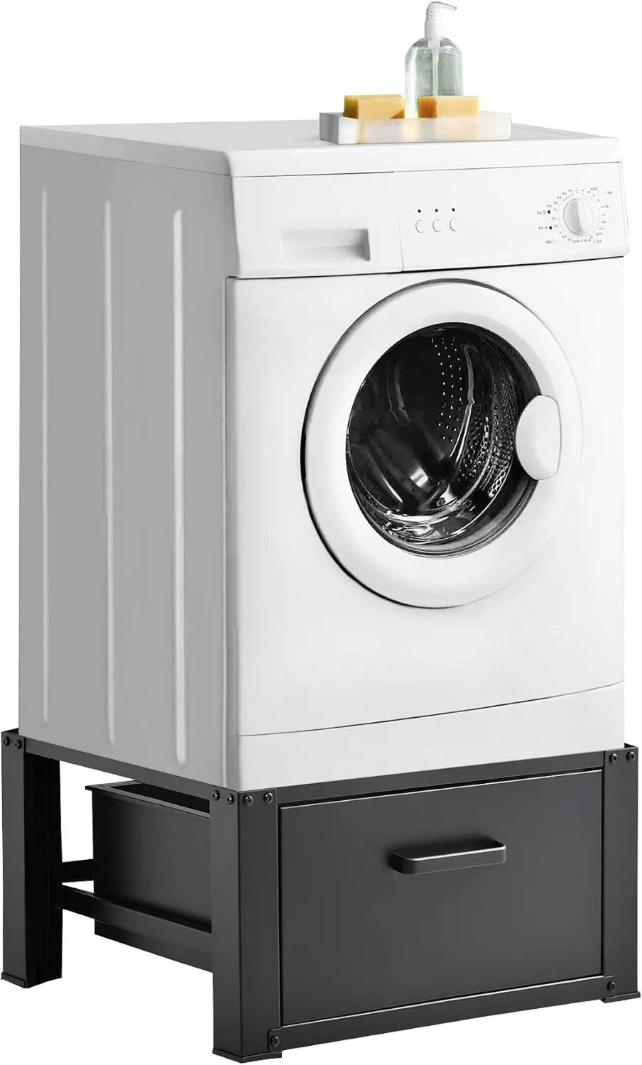 [en.casa] Máquina de lavar roupa, 63 x 54 x 31 cm, máquina de lavar roupa, secador, preto, en.casa, Conjunto de máquina de lavar roupa Interlay Secador-Linge Suporte com