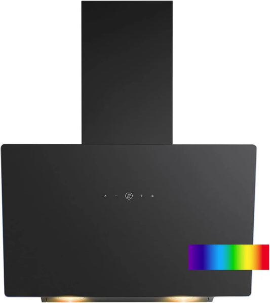 Bomann exaustor de sucção, 60 cm, 578 m3/h, capa de cozinha, inclinação, toque, preto, ventilação periférica, filtro de graxa lavável