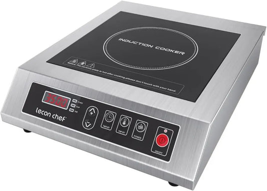 lecon chef Placa de indução, 3500 W, mesa de indução de cozinha, portátil, aço inoxidável, grande capacidade de carga de 50 KG, 24 Horas Minuto