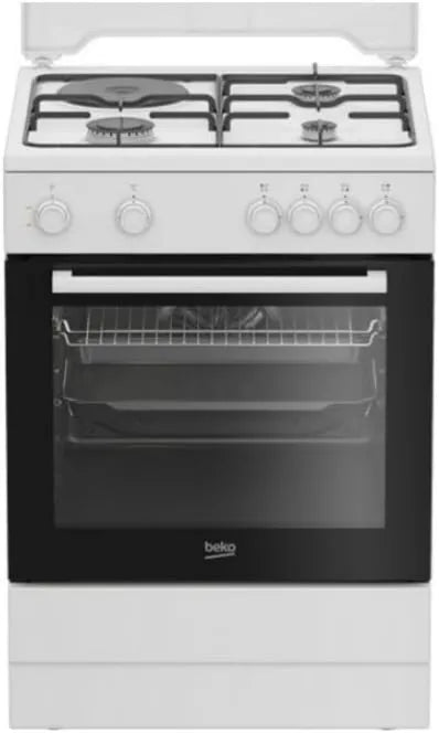Beko Utensílios de cozinha com forno FBS63121WD, 73 L, 4 lareiras, branco, fogão misto 73l 4 zonas brancas - FBS63121WD