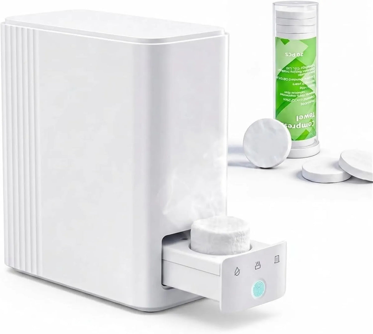 MIRCTRI Produto Dispenser instantâneo 5s, Elétrico Face Quente 55°C, Inclui 20 toalhas descartáveis, gaveta automática, ideal para o cuidado do