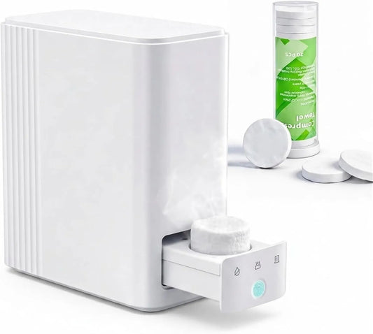 MIRCTRI Produto Dispenser instantâneo 5s, Elétrico Face Quente 55°C, Inclui 20 toalhas descartáveis, gaveta automática, ideal para o cuidado do