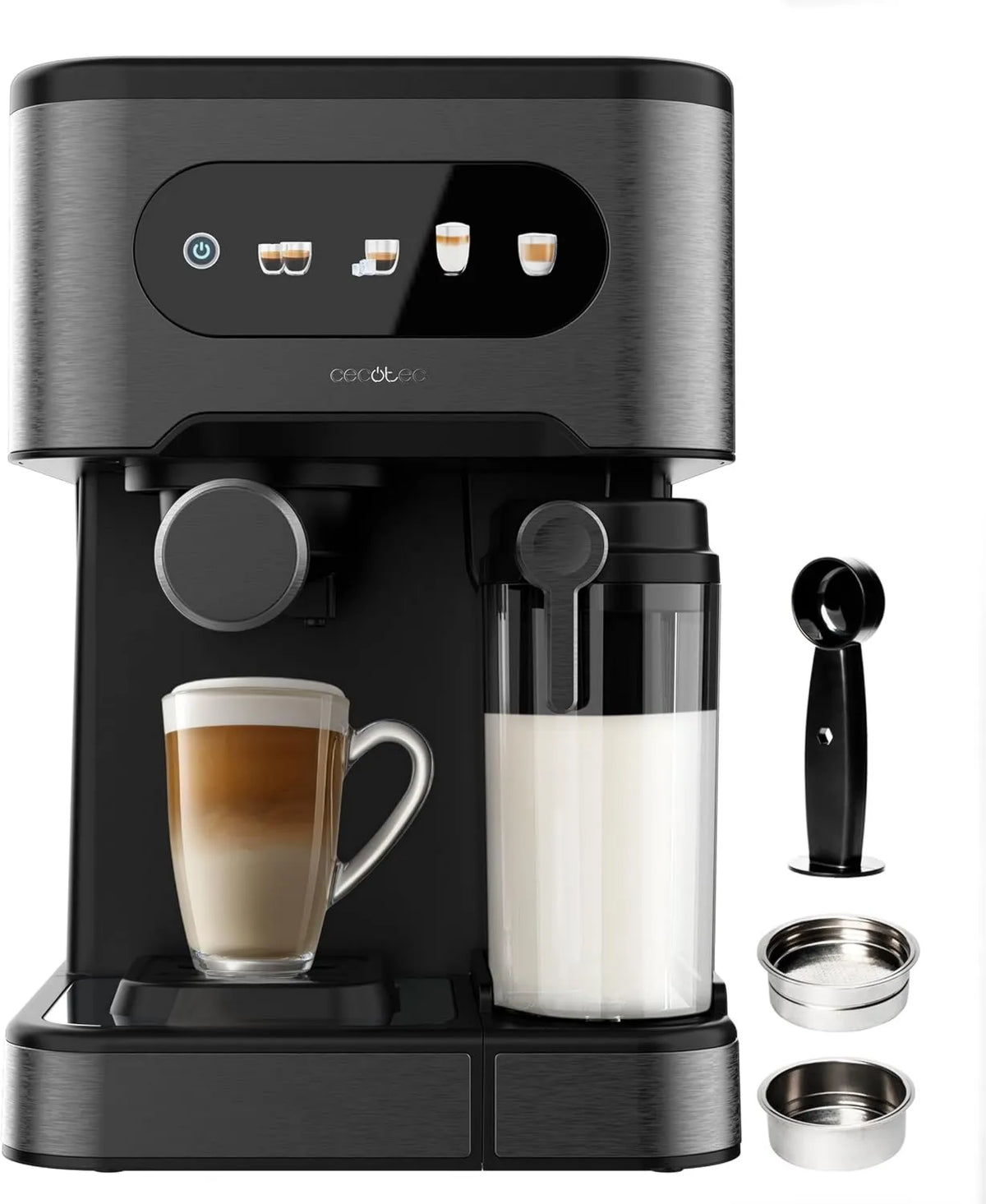Cecotec 20 Bares, Expresso Power Espresso 20 Máquina de café ColdBrew Latte +. 1350W, Ecrã de cor tátil, Tanque de água 1.500ml, 5L, 500ml Leite