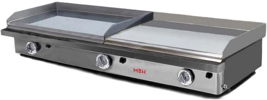 MBH - MAQUINARIA BAR HOSTELERÍA Produto Plancha de gás industrial 800 x 400 + 400 x 400 mm cromado duro para hotel. Fry Top duas áreas para cozinha profissional para bar e bar