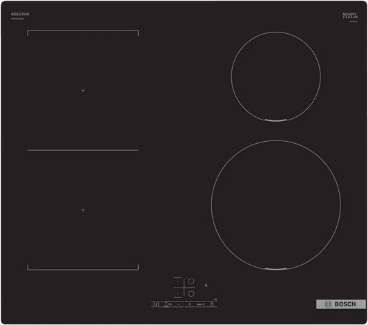 Bosch PWP611BB5B Placa de indução, 60 cm, placa de cozinha de indução, Boost, toque, temporizador, preto, Bosch Série 4 PWP611BB5B Placa de cozedura
