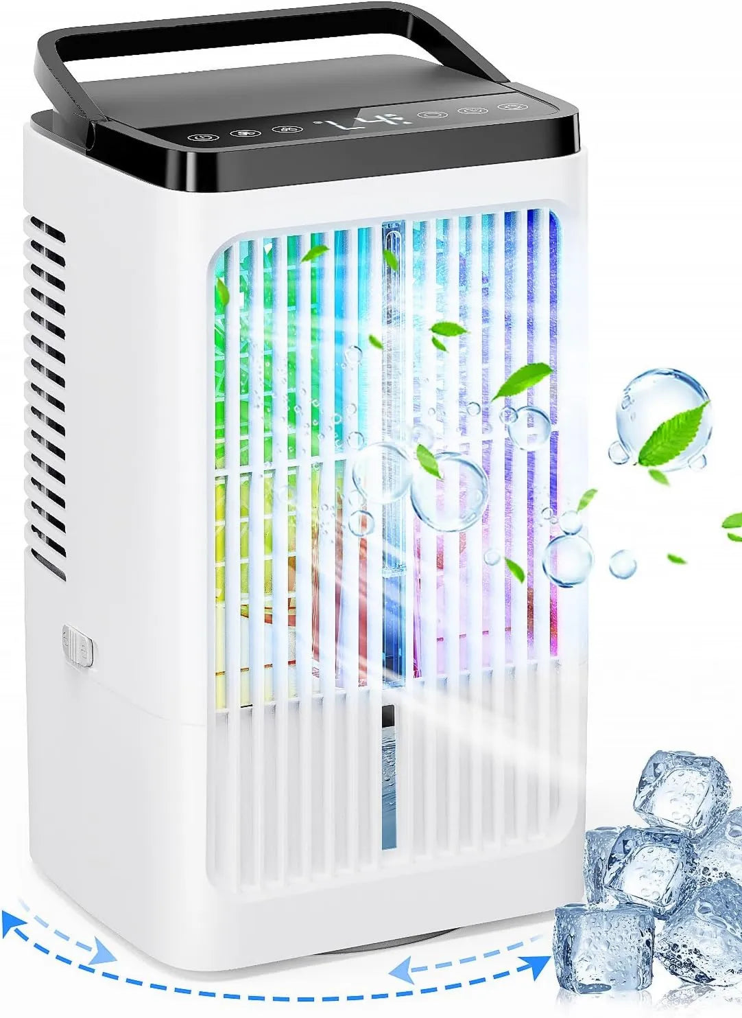 Terraspire Ar condicionado 1200ML, Temporizador, Oscilação, Tanque Grande, Silencioso, Branco, 4 velocidades, Ar condicionado Móvel com Reservatório 1200ML, modo de arrefecimento