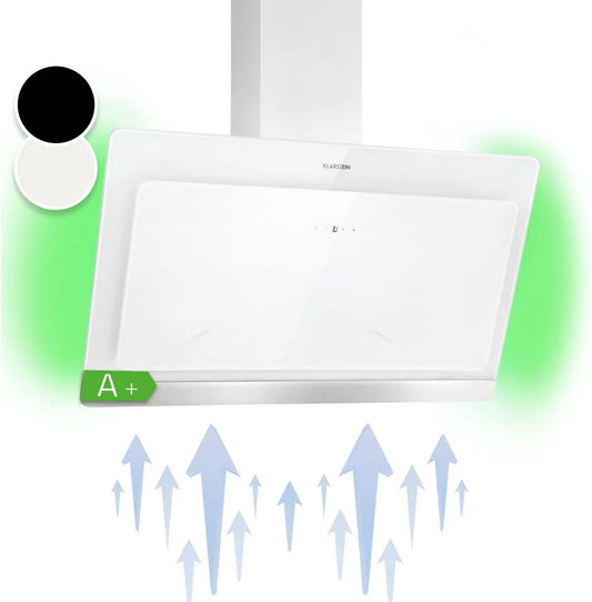 KLARSTEIN exaustor, 90 cm, 584 m3/h, classe energética A, capa de cozinha, inclinada, tranquila, cozinha 90 cm com lâmpadas LED RGB