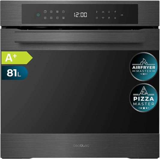 Cecotec Bolero Hexa P506000 Forno de pizza elétrica, 60cm, 81L, 3400W, 11 programas, encastrado, efeito 3D, base de vapor x2, Pizza Master, Capacidade