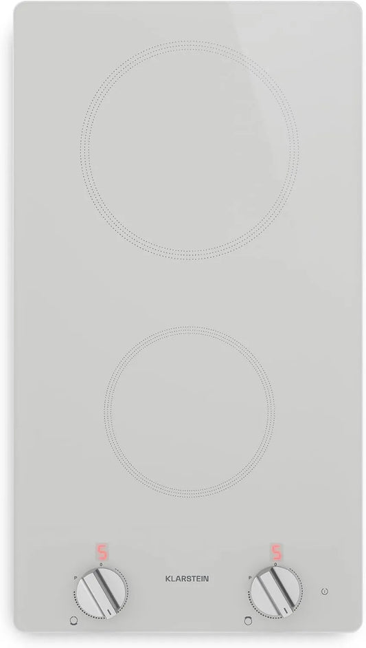 KLARSTEIN Indução placa, 30cm, 2 lareiras, 3500 W, mesa de indução de cozinha, Boost, Indução placa 2 zonas, controlo Rotary