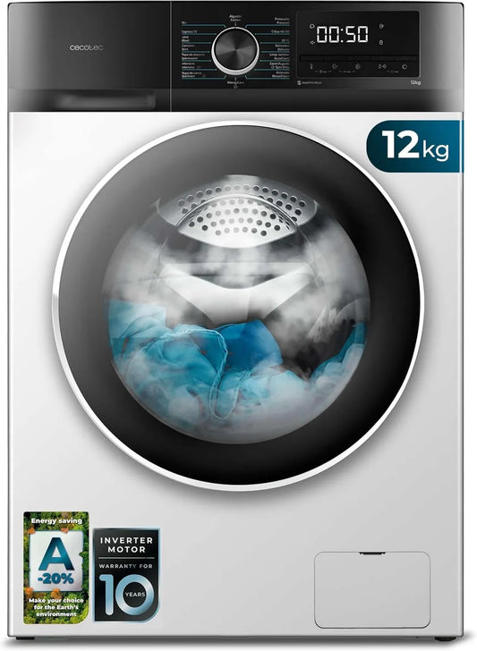 Cecotec Bolero DressCode 7150 Máquina de lavar roupa, 12 programas, 7 kg, classe energética A, travamento, inversor, vapor Max, 1400 tr, min, Drum Clean