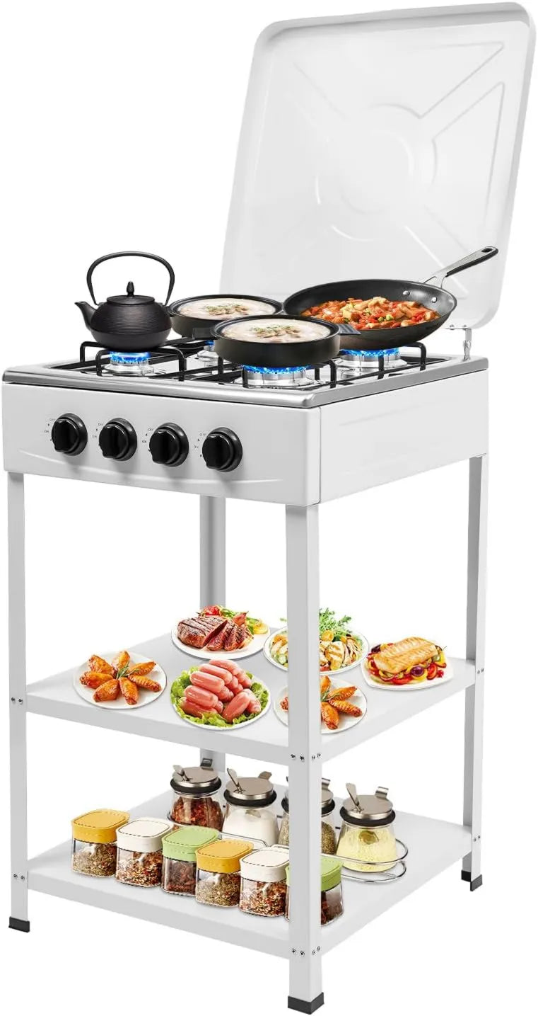 GDSKR Forno elétrico, portátil, exterior, grelha, camping, fogão a gás de 4 chamas, fogão a gás natural, placa de gás propano, para