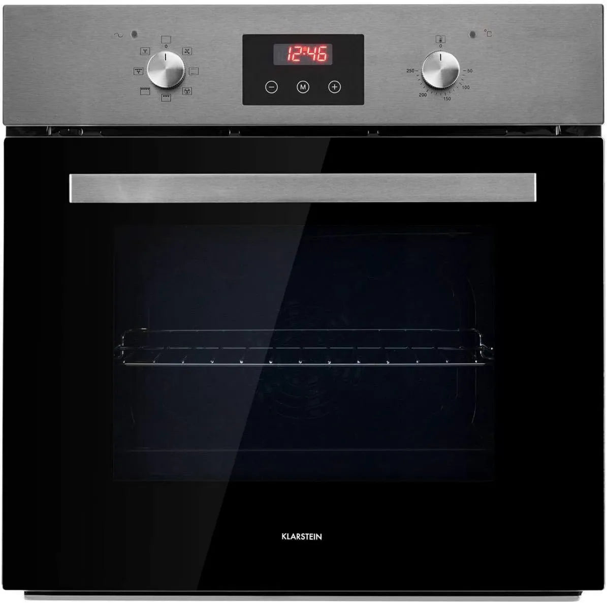 KLARSTEIN Forno elétrico, 59, 5cm, 68 L, 7 programas, 50 a 250 °C, classe energética D, encastrado, travamento, autónomo, preto, 5 níveis
