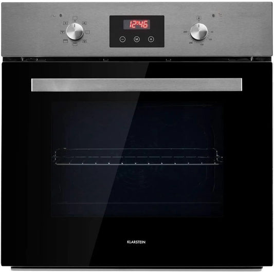KLARSTEIN Forno elétrico, 59, 5cm, 68 L, 7 programas, 50 a 250 °C, classe energética D, encastrado, travamento, autónomo, preto, 5 níveis