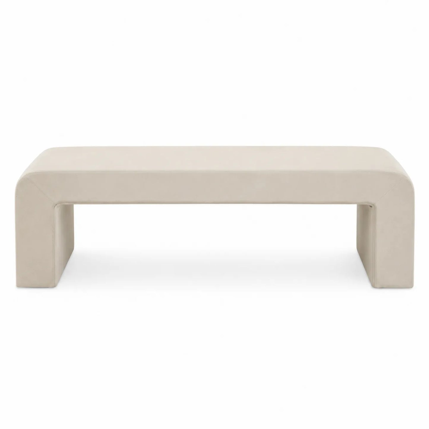 Banco rectangular de madera y tela beige