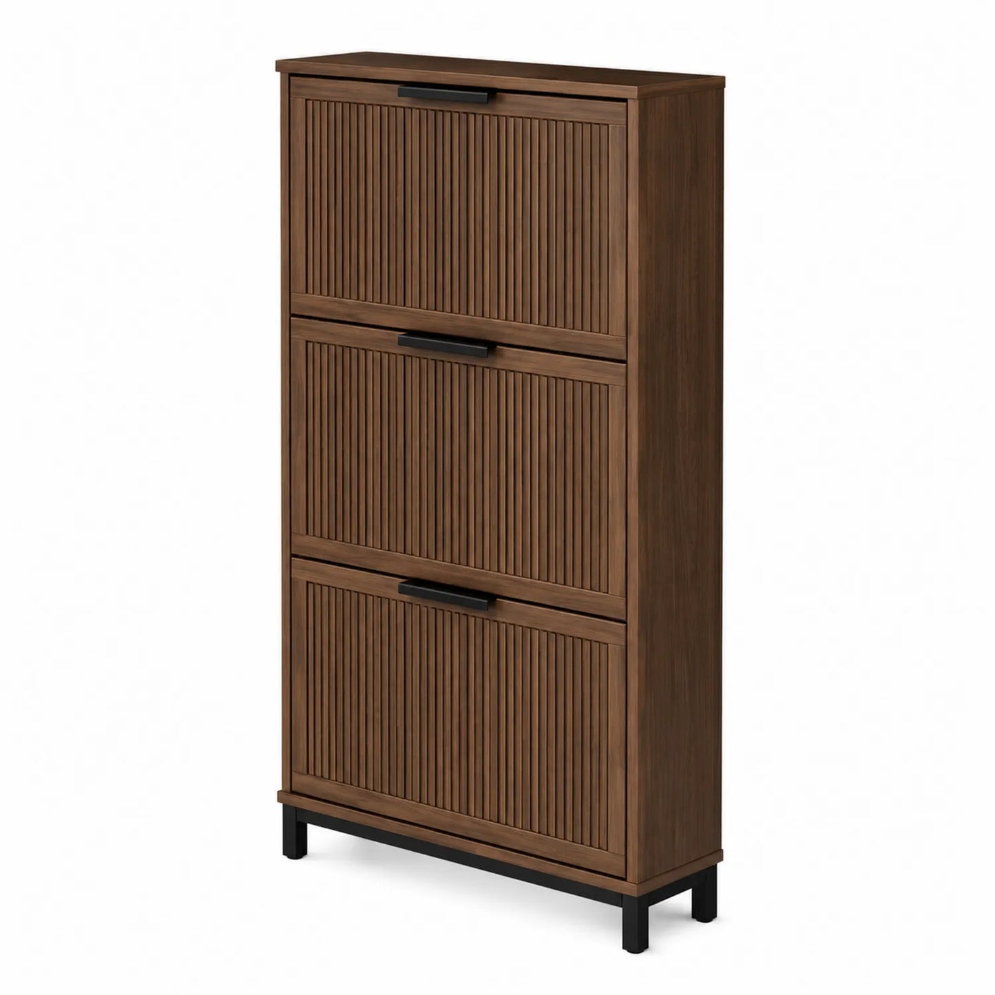 Zapatero de Madera con 3 Puertas Marrón 120x60x20 cm