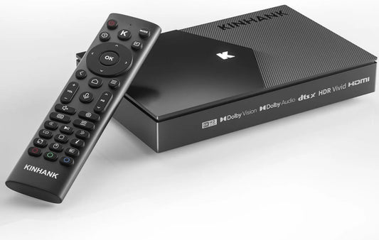 Kinhank Smart TV 4+64G WiFi6, BT5.2, 1000M, TV, HDR, HDMI, USB, Wi-Fi, Android OS, LAN, 8K@60fps BD ISO, Optical, Poster Wall, Widevine L1, HDR10+