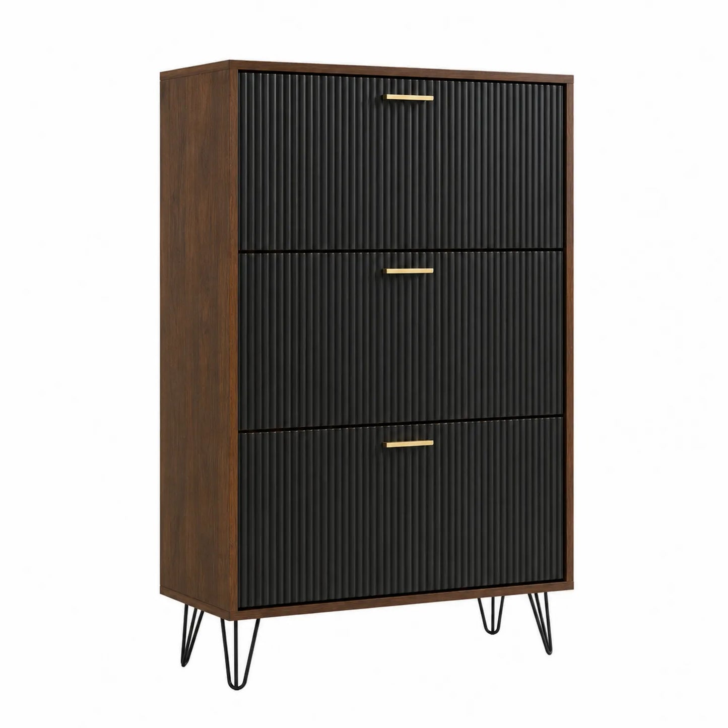 Zapatero de Madera y Metal con 3 Cajones 120x80x30 cm Marrón/Negro