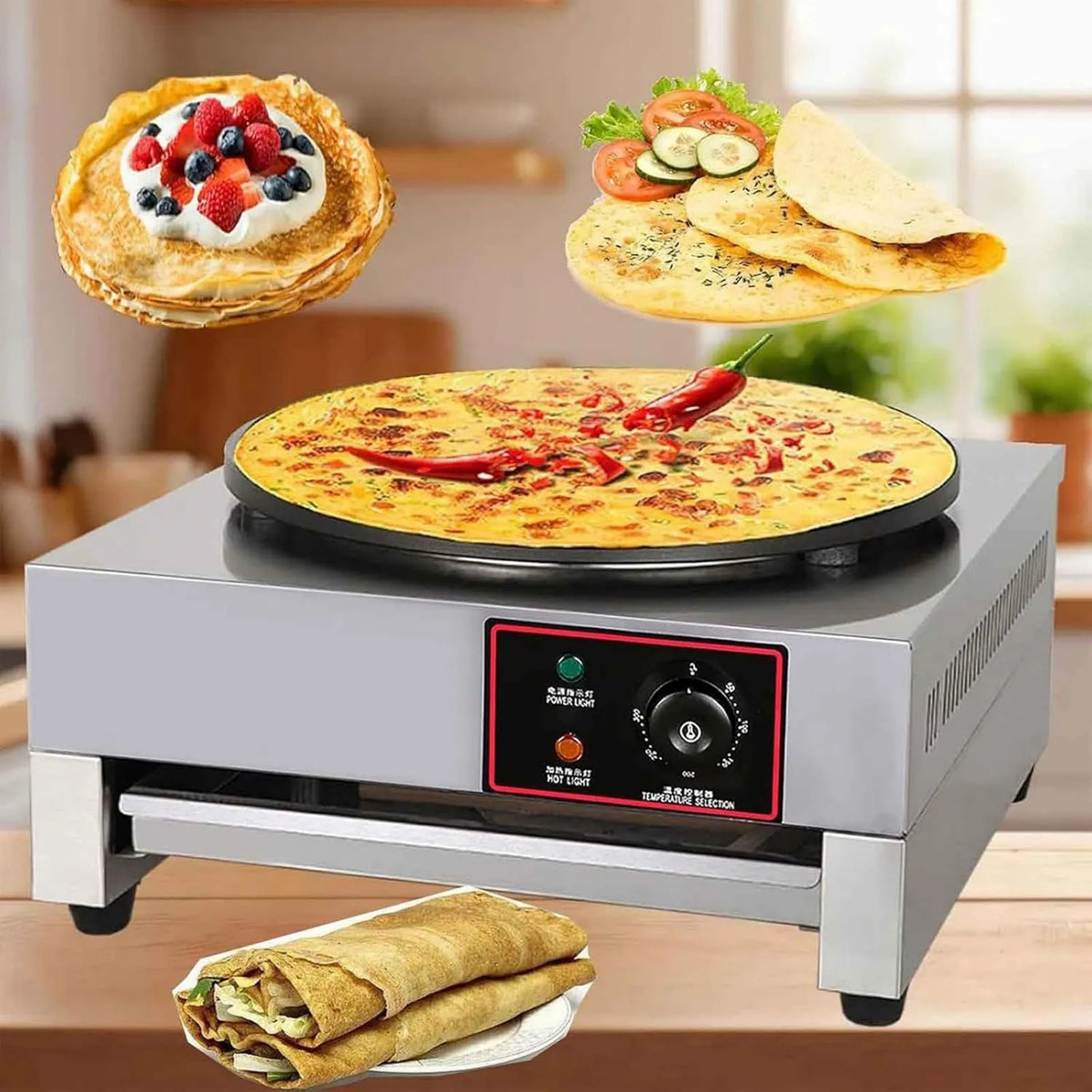 Generic Aquecedor, 3000 W, 50 a 300 °C, profissional, anti-aderente, para panquecas, tortilhas, ovos