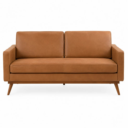 Sofá de cuero sintético marrón 3 plazas 220 cm