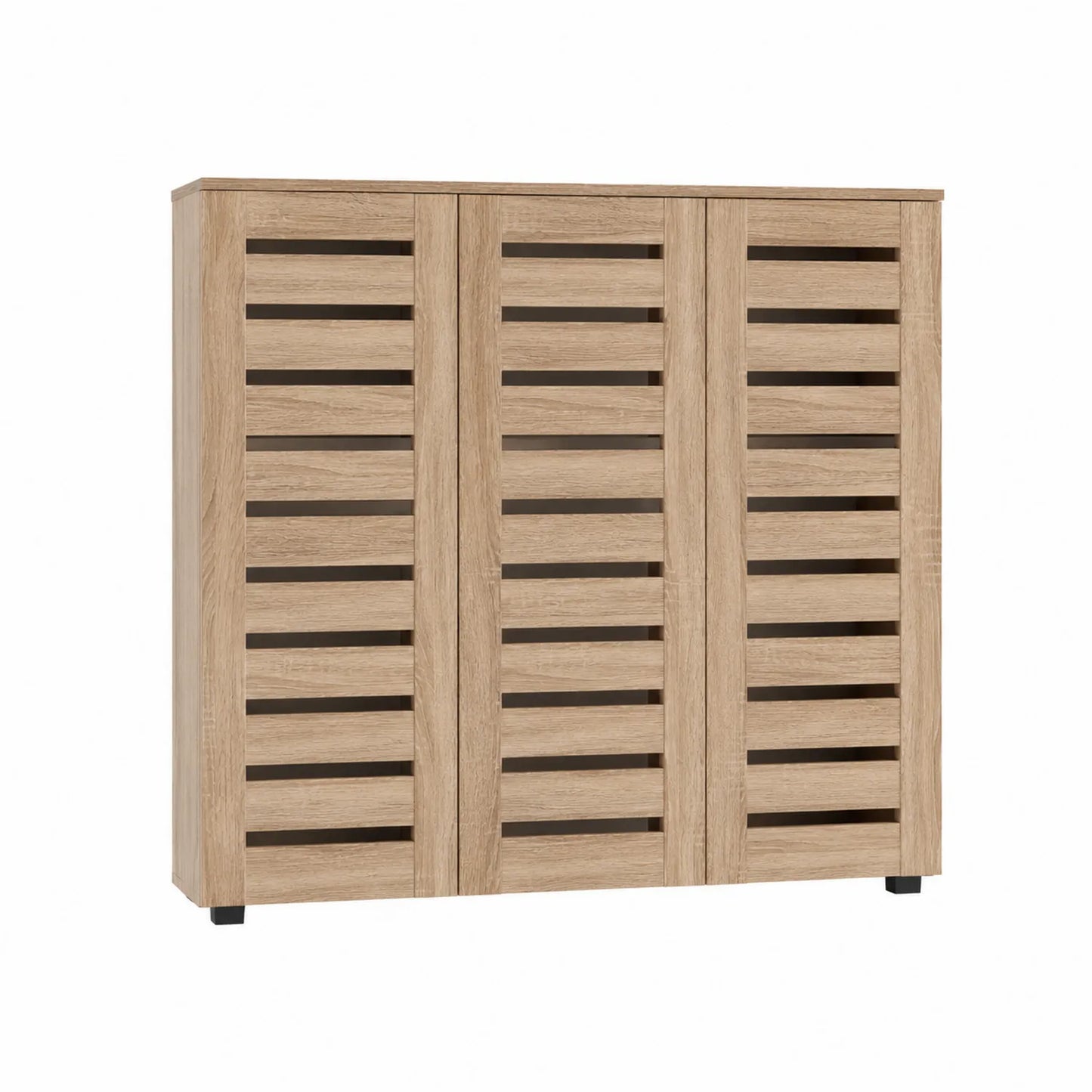 Zapatero de Madera Aglomerada con Puertas de Listones Roble Claro