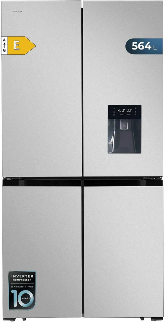 Cecotec Bolero CoolMarket Frigorífico 4D, 560 L, No Frost, Inversor, aço inoxidável, 91 cm Largura, 183 cm Altura, NoFrost Total