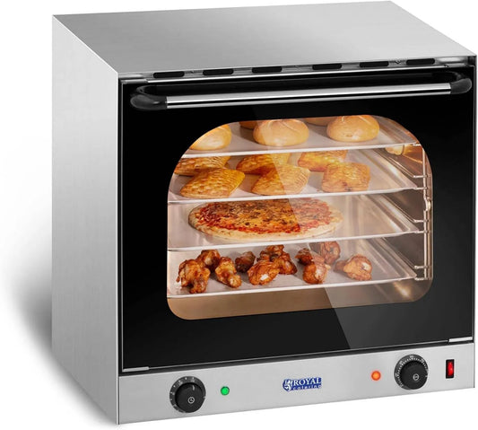 Royal Catering Forno elétrico RCCO-2.0, 400 W, temporizador, vapor, profissional, catering, 4 pratos