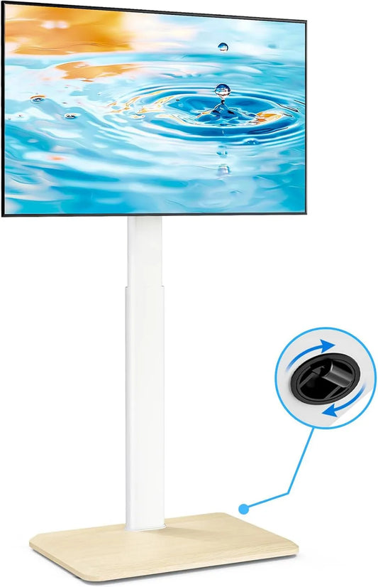 5Rcom armário de TV, 55 polegadas, 400x400 mm, rodas móveis, branco, 30 kg de carga, suporte de TV a pé, base de madeira, altura giratória ajustável