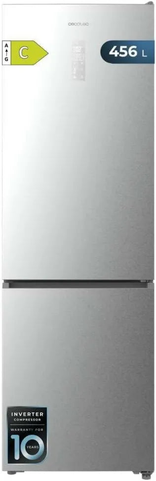 Cecotec Bolero CoolMarket Frigorífico Combi, 456 L, No Frost, Inversor, Aço Inoxidável, Altura 201cm e 59, INSIDE Max com tecnologia VIP, 5cm Largura