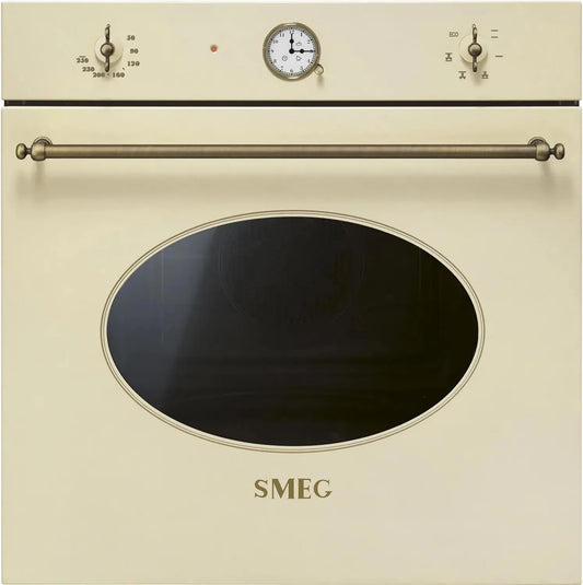 Smeg SF68C1PO Forno elétrico, 60 cm, 6 programas, classe energética E, Smeg SF68C1PO Forno de calor Turnável, Estilo Colonial, Cor Creme