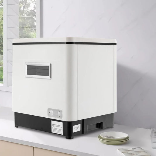 DSYOGx Máquina de lavar loiça, 12 L, 220 V, toque, tanque grande, branco, spray rotativo para 6 talheres, início de um toque, pia de mesa