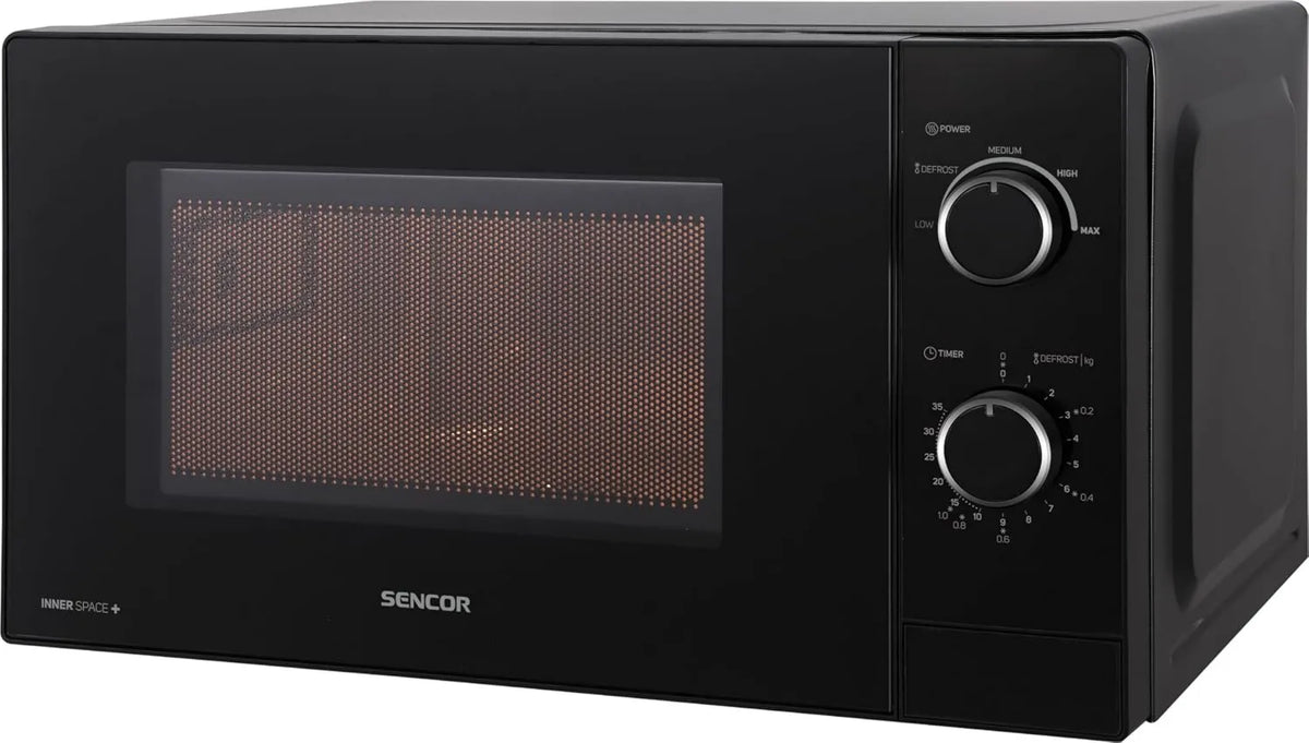 SENCOR Microondas 35min, 25.5cm, 20 L, 700 W, temporizador, higiene, descongelamento, microondas, preto, 20L - Fast 700W, 5 Nível de Potência, EasyClean