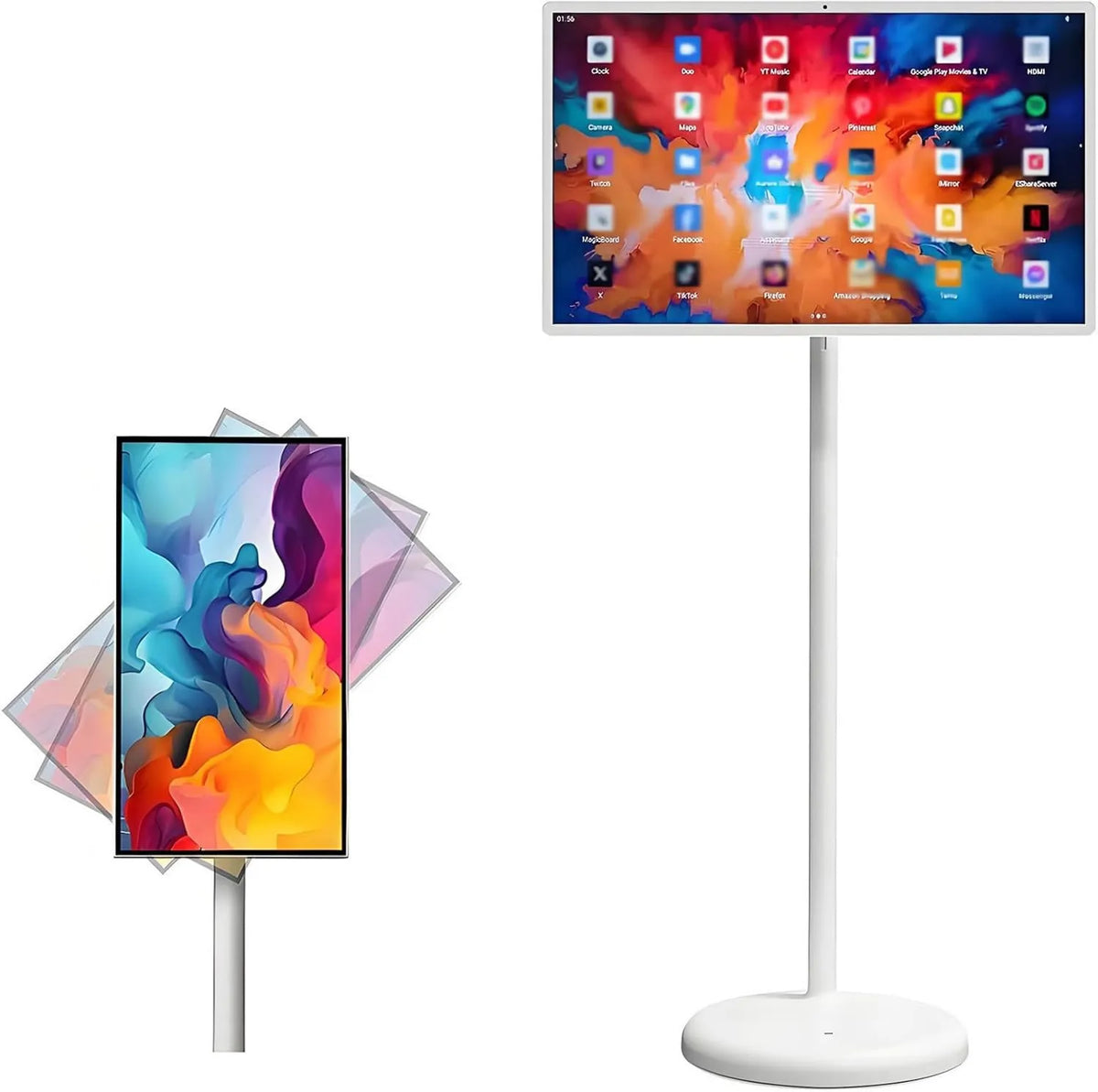 ZxSYYDS Smart TV 6+128G, 21, 5 polegadas, TV, portátil, rodas móveis, toque, Alimentado por 6000 Mah Bateria, Móvel e Móvel