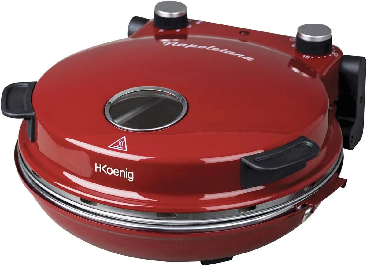 H.Koenig Forno elétrico de pizza, 0 a 400 °C, H. Koenig NAPL350, portátil, timer, profissional, Grand Plateau em Stone Ceramic, Roleta e Pelle en bois