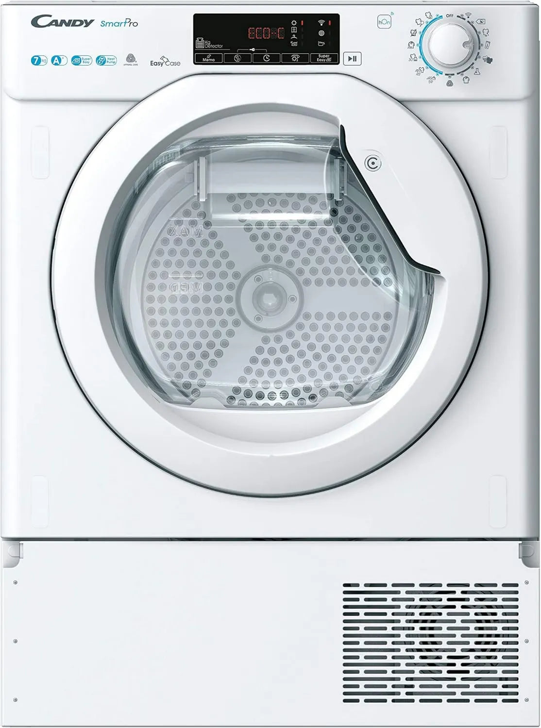 CANDY H7A1TE-S Dryer, 7 kg, classe energética A, encastrado, Wi-Fi, branco, Wi-Fi & BLE, partida tardia, Comando à distância avançado