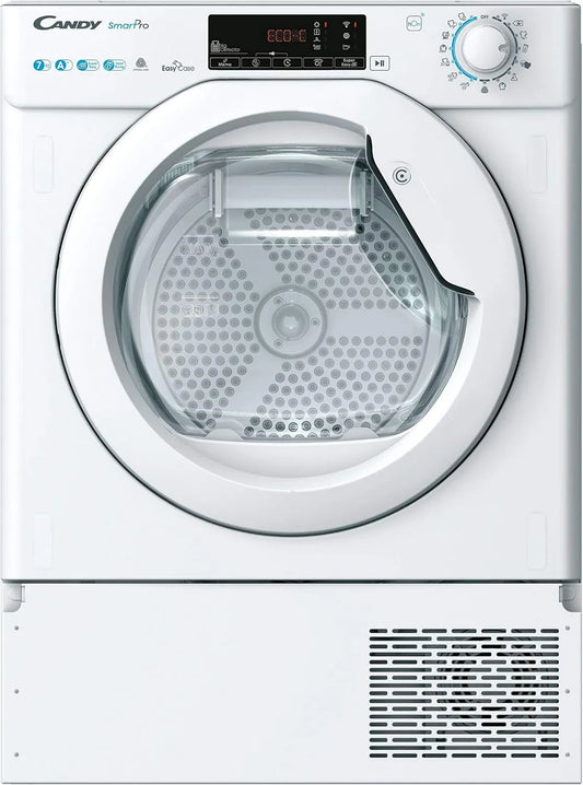 CANDY H7A1TE-S Dryer, 7 kg, classe energética A, encastrado, Wi-Fi, branco, Wi-Fi & BLE, partida tardia, Comando à distância avançado