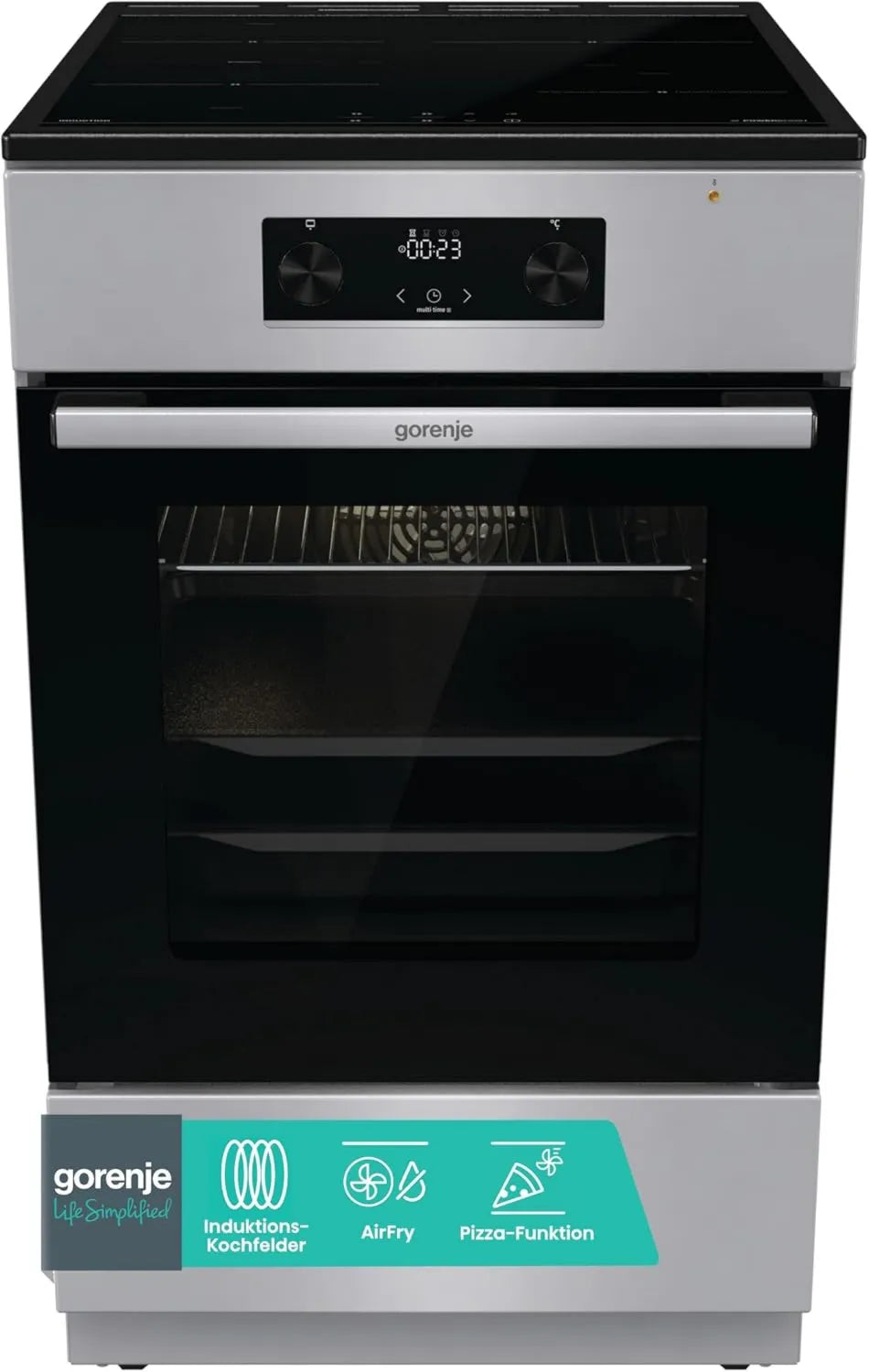 Gorenje GEIT5C61SPG Fogão com forno, 50 cm, 70 L, grelha, pizza, aço inoxidável, PerfectGrill, Gorenje GEIT5C61SPG Fogão de pé com