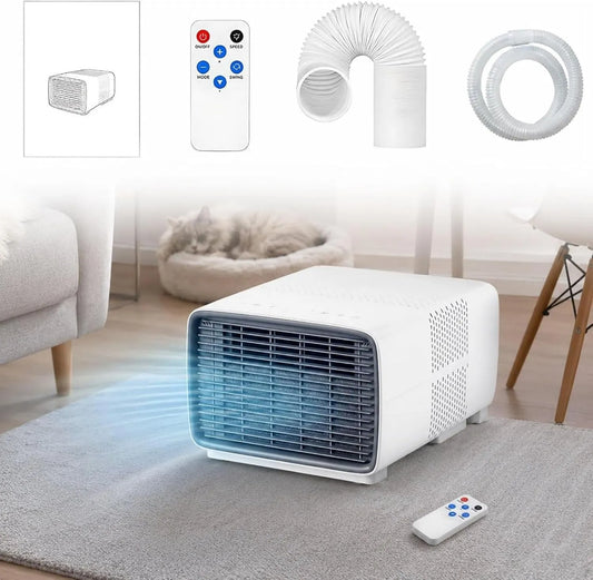 Huachorial Ar condicionado 12H, 280 W, 45 dB, portátil, temporizador, silencioso, 3 em 1 Refrigeração desumidificação Ventilação, Temporizador 12H, Mini Ar condicionado