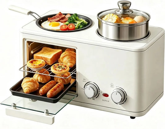 Generic Forno elétrico, 8 L, grelha, 3 em 1 estação de café da manhã multifuncional, forno compacto 8 L