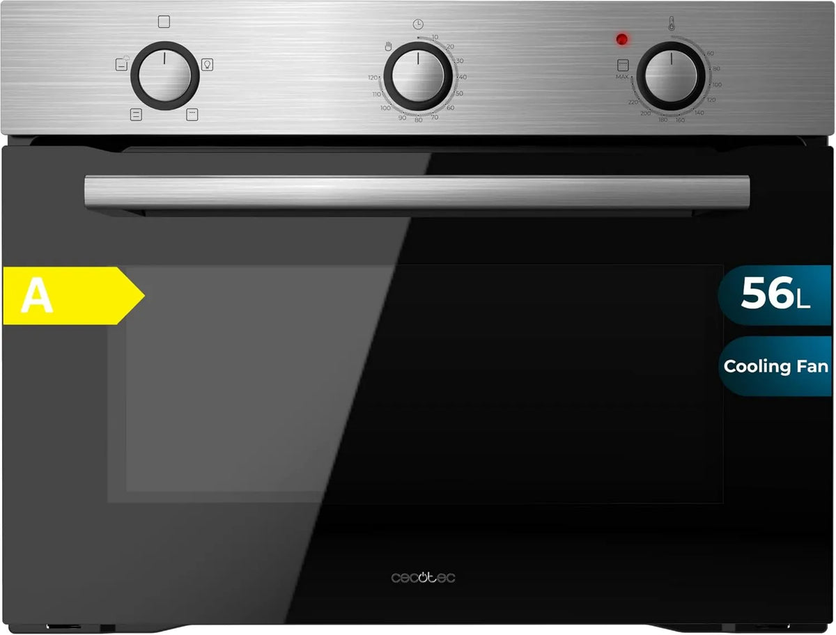 Cecotec Bolero Hexa C134500 Forno elétrico, 45 cm, 56 L, 2600 W, 4 programas, encastrado, temporizador, vapor, aço inoxidável, capacidade 56L