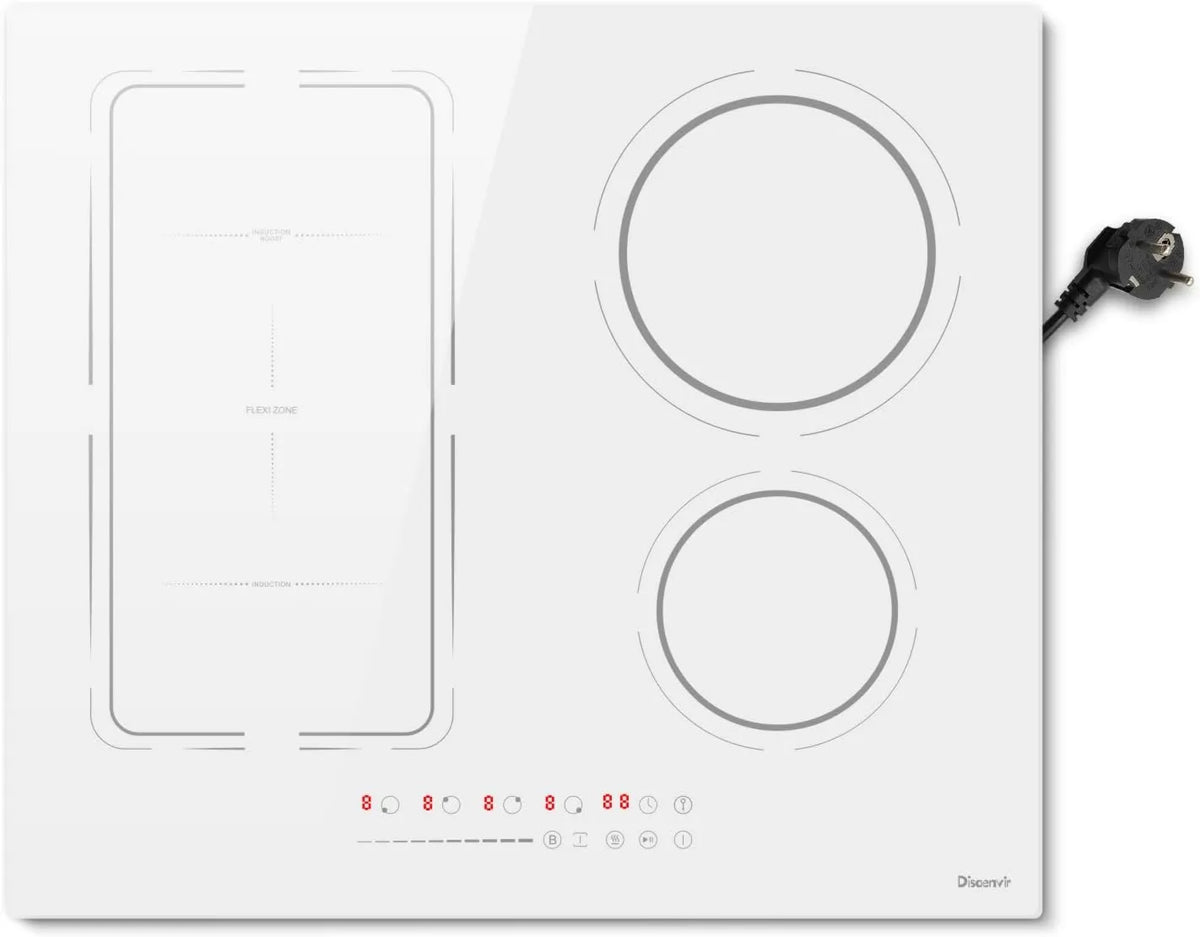 Disaenvir Placa de indução, 4 lareiras, 3500 W, 220 V, mesa de cozinha de indução, área flexível, Boost, bloqueio, temporizador, porão quente, 3500W