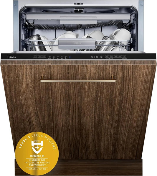 Máquina de lavar loiça, 60 cm, 7 programas, 42 dB, Midea 7.03M14B, higiene, tudo incluído, Wi-Fi, manutenção sanitária, 14 compartimentos padrão