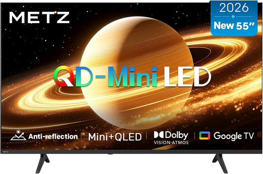Google MNH7000Z Smart TV, 55 polegadas, TV, 4K UHD, QLED, HDR, Som Dolby, Bluetooth, 2026 Novo Modelo, 139 cm, Metz Mini LED Smart TV 55