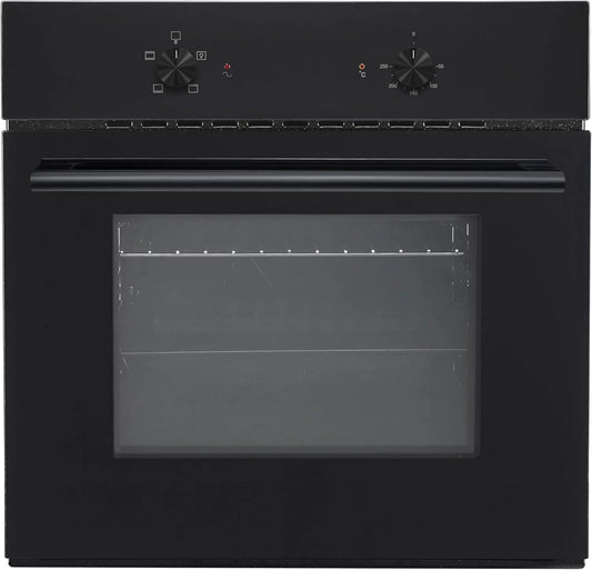 Respekta Forno elétrico, 60 cm, 60 L, classe E de energia, encastrado, iluminação LED, preto, 3 modos de cozinha, Vidro preto