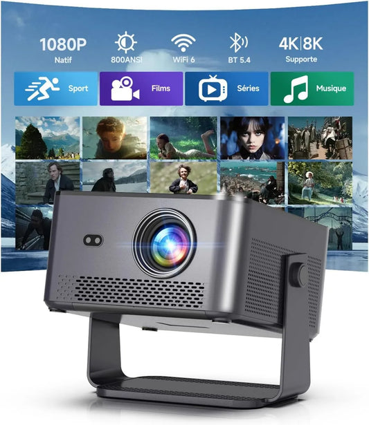 Magcubic Projetor 1080P, ao ar livre, Wi-Fi, Android OS, 4K UHD, projetor de vídeo, 15W coluna, WiFi 6 BT 5,